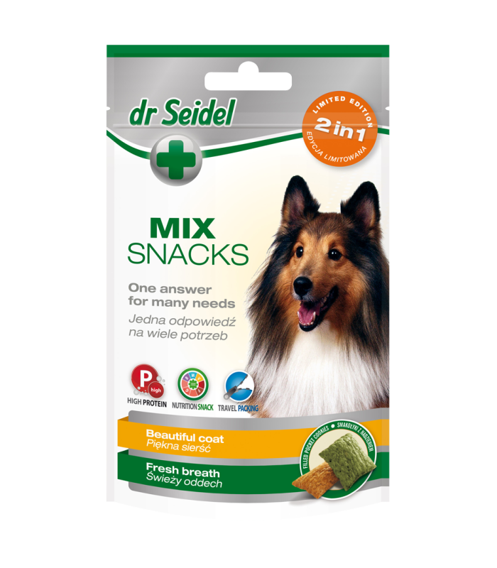 DR SEIDEL SMAKOŁYKI MIX 2w1 na piekną sierść & świeży oddech dla psów 90 g