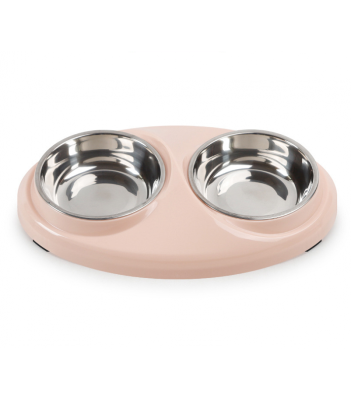 Miska Podwójna Metalowa dla Psa z Podstawką 2x350ml PETSTORY (Różowy)
