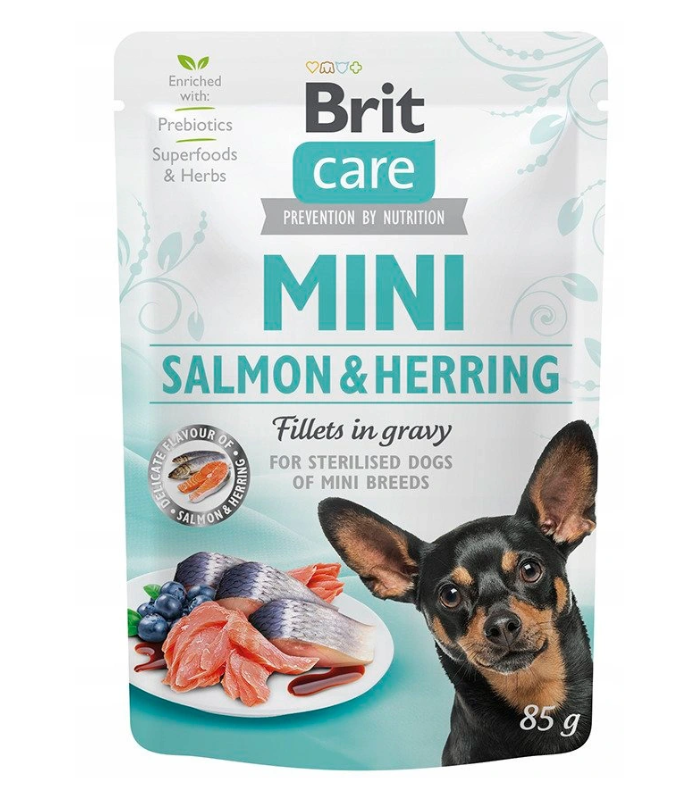 Brit Care Mini Salmon Herring ŁOSOŚ I ŚLEDŹ 85g