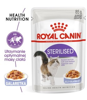 Royal Canin Sterilised Adult - Karma Mokra w Galaretce dla Kotów Dorosłych, Sterylizowanych 85g