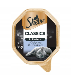 SHEBA® tacka Classics z Cielęciną i Kurczakiem 85g - mokra karma pełnoporcjowa dla dorosłych kotów, w pasztecie