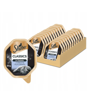 SHEBA® tacka Classics z Cielęciną i Kurczakiem 85g - mokra karma pełnoporcjowa dla dorosłych kotów, w pasztecie Zestaw 22x85g