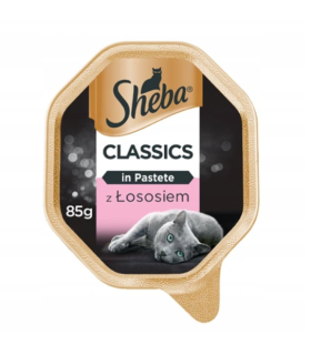 SHEBA® tacka Classics 22 x 85g - mokra karma pełnoporcjowa dla dorosłych kotów, z łososiem, w pasztecie