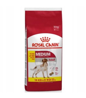 Royal Canin Medium Adult - Karma Sucha dla Psów Dorosłych, Rasy Średnie 15kg + 3kg GRATIS