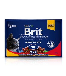 BRIT Premium Cat Adult Meat Plate saszetki 4x 100g
