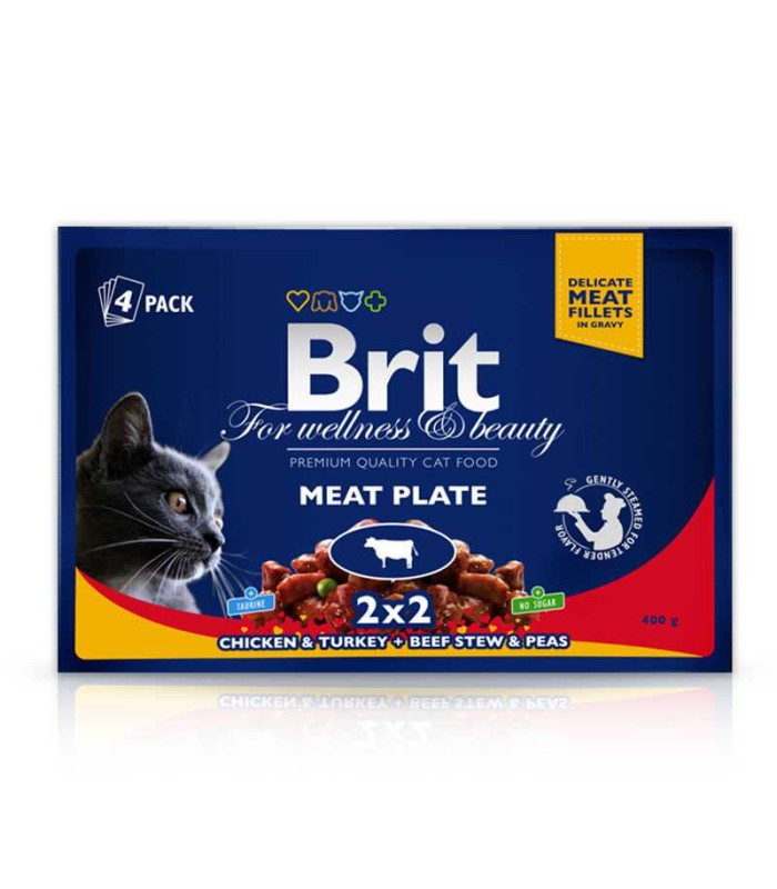 BRIT Premium Cat Adult Meat Plate saszetki 4x 100g