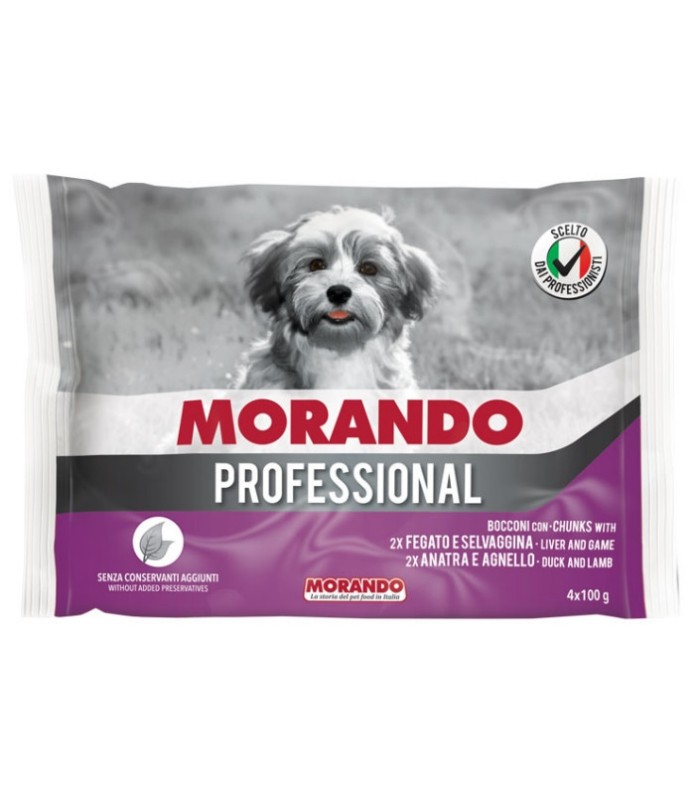 Morando Pro Mokra karma dla psa 2x wątróbka z dziczyzną  2 x kaczka zjagnięciną 4x100 g