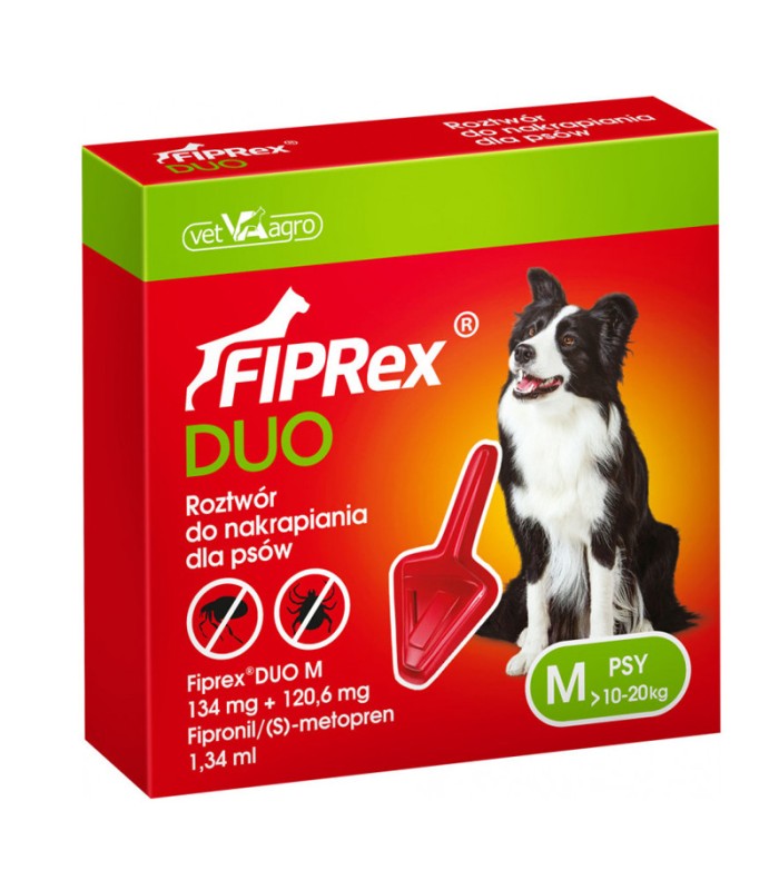 FIPREX DUO Krople dla Psów M (10-20 kg) na Pchły i Kleszcze