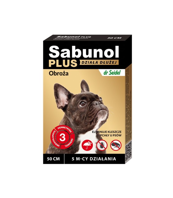 SABUNOL PLUS - Obroża Przeciw Pchłom i Kleszczom dla Psa 50cm
