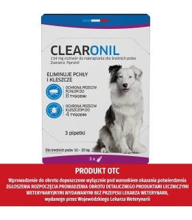 CLEARONIL na pchły i kleszcze dla średnich psów (10-20 kg) 134 mgx3