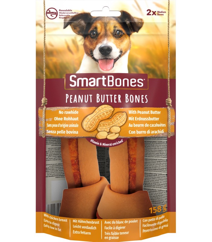 Smart Bones Peanut Butter Przysmak Kość Wiązana M 2 szt