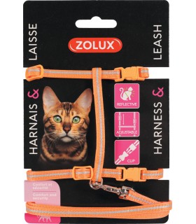 ZOLUX Zestaw spacerowy dla kota szelki i smycz - pomarańczowy