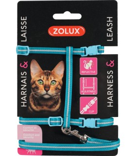 ZOLUX Zestaw spacerowy dla kota szelki i smycz - niebieski