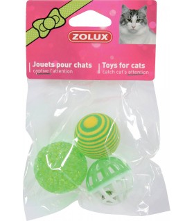 ZOLUX Zabawki dla kota 3 piłki różne 4 cm