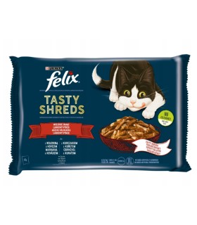 Felix Tasty Shreds Karma Wiejskie Smaki w Sosie 2+1GRATIS 12x80g