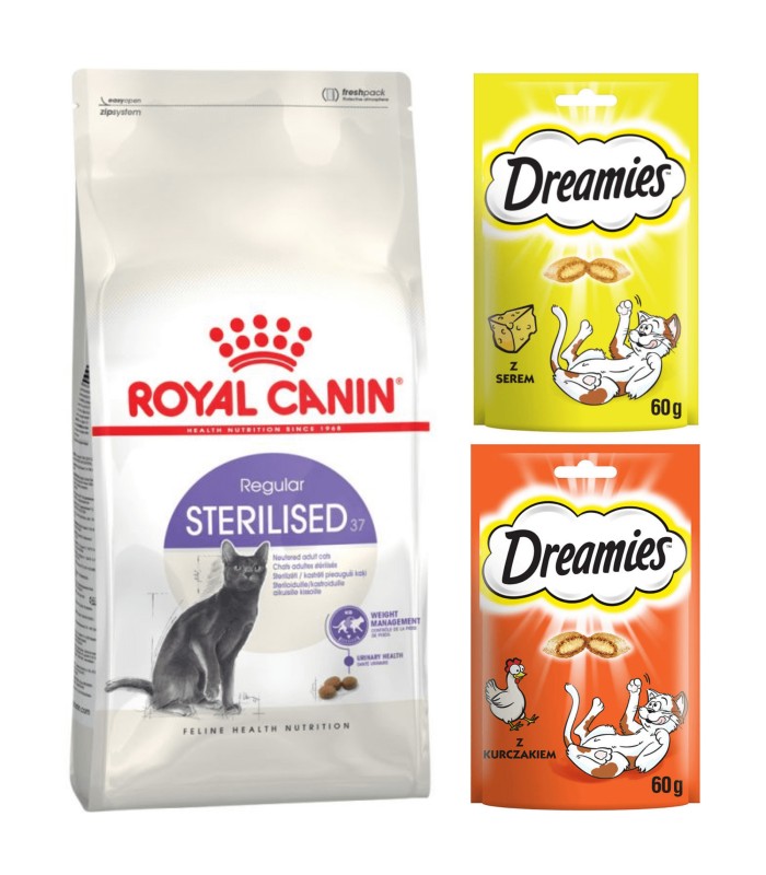 Royal Canin Sterilised Karma Sucha Kotów Sterylizowanych 10kg + 2 x DREAMIES 60g