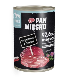 PAN MIĘSKO Mokra karma dla psa wieprzowina z dzikiem 400g | Zoo24.pl