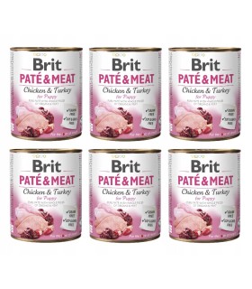 BRIT Pate&Meat ZESTAW karma dla szczeniąt kurczak indyk 6x800g