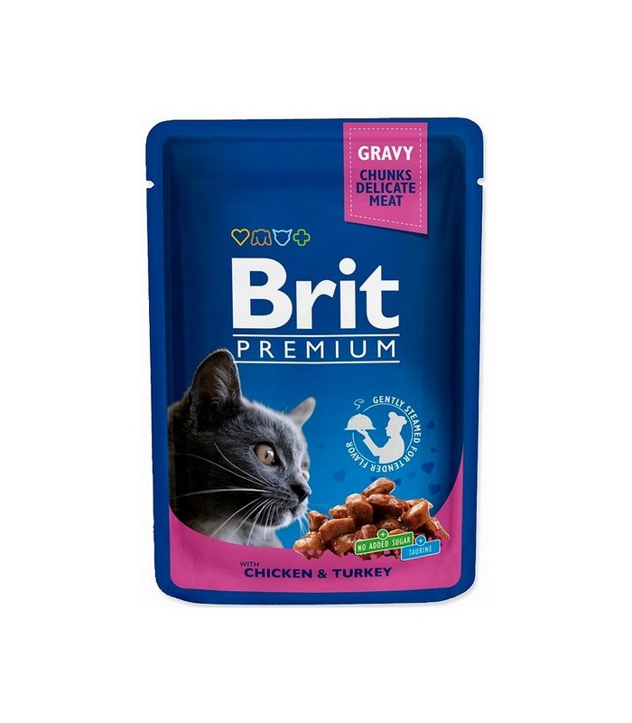 Brit Premium Cat Adult Kurczak + Indyk Saszetka 100g