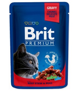 Brit Premium Cat Adult Wołowina + Groszek Saszetka 100g