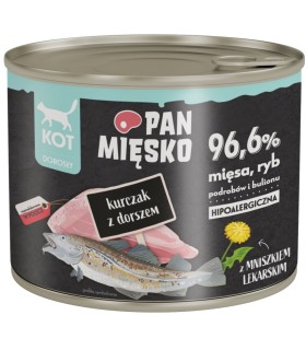 PAN MIĘSKO Karma mokra dla kota Kurczak z dorszem 200G