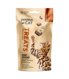PrimaCat Treats Softy Mini sticks Paluszki z wołowiną, indykiem i łososiem dla kota 50 g