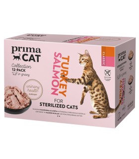 PrimaCat Karma dla kotów sterylizowanych TUŃCZYK ŁOSOŚ 12x85g