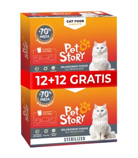 PETSTORY Karma mokra kota MIX 3 smaków 76% MIĘSA 24x100G | Zoo24.pl