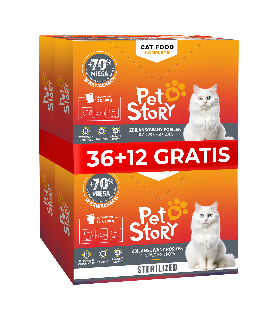 PETSTORY Karma mokra kota MIX 3 smaków 76% MIĘSA 48x100G | Zoo24.pl