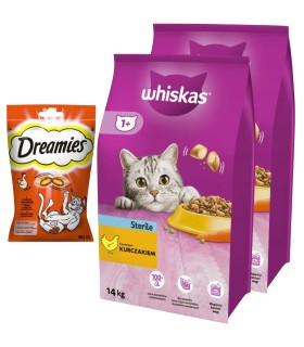 WHISKAS STERILE Adult dla Kota z KURCZAKIEM 14kgx2 + GRATIS