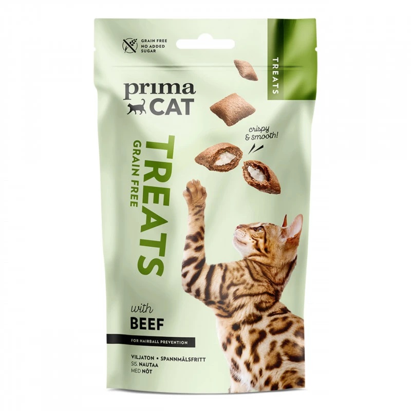 PrimaCat Treats Crunchy Anti-hairball Bezzbożowe przysmaki dla kota przeciwko kulom włosowym 40 g